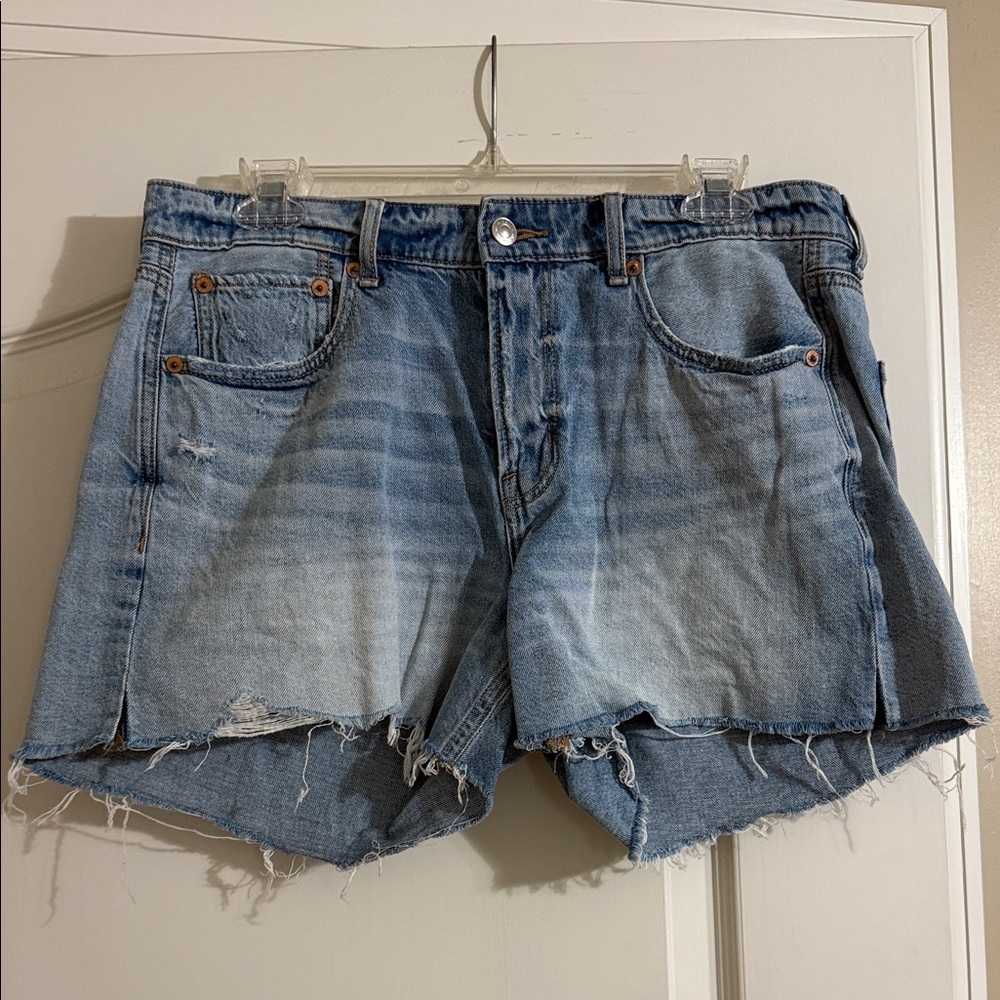 American Eagle Outfitters Light Blue Distressed Jean Shorts